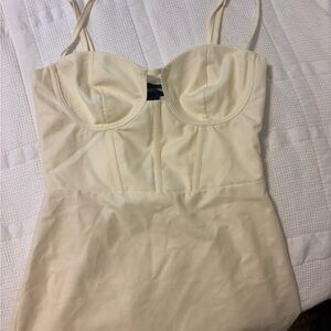PrettyLittleThing Light Cream Bustier Dress